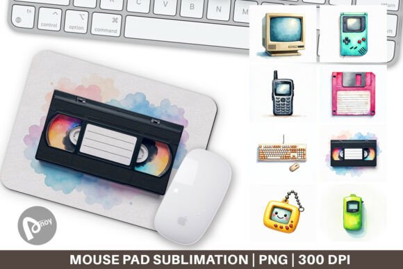 90s Retro Tech Watercolor Mouse Pad PNG: A Strategic Tool for Modern Productivity