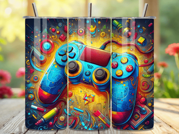 Abstract Blue Gaming 20oz Tumbler Wrap