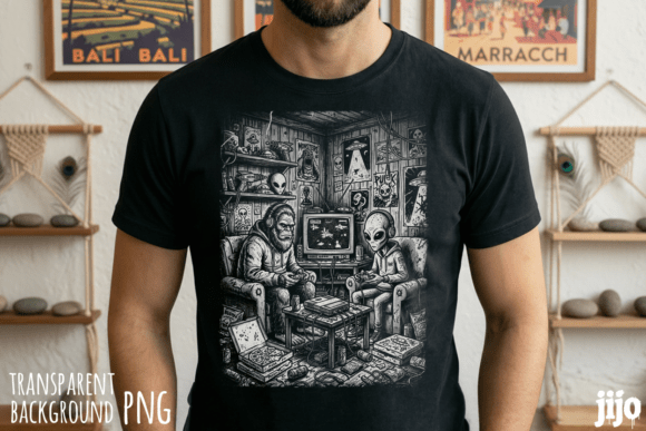 Bigfoot Alien Gaming Retro PNG: A Unique Design for Creative and Commercial Use
