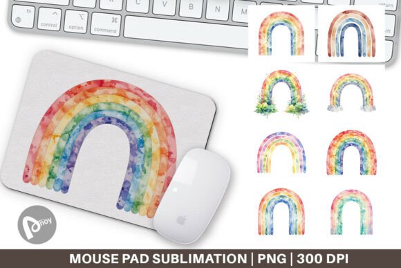 Boho Rainbow Watercolor Mouse Pad PNG: A Creative Addition to Your Workspace