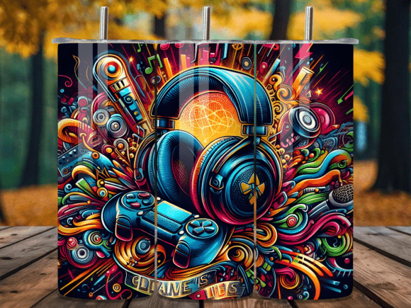 Colorful Gaming Headset Art Tumbler Wrap: A Creative Solution for Custom Tumbler Design