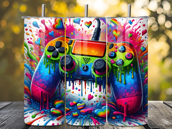 Colorful Heart Drip Gaming Tumbler Wrap