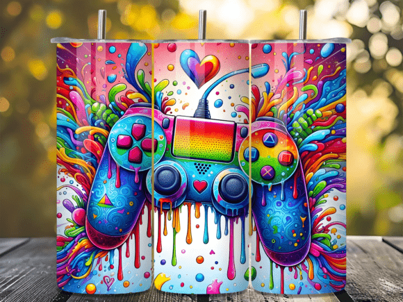 Colorful Paint Drip Gaming Tumbler Wrap