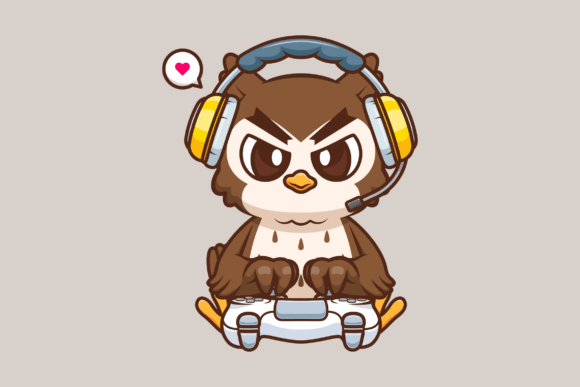 Cute Owl Gaming Cartoon Illustration: A Strategic Asset for Modern Design