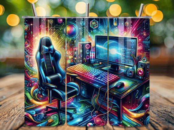 Cyberpunk Aesthetic Gaming Room Tumbler