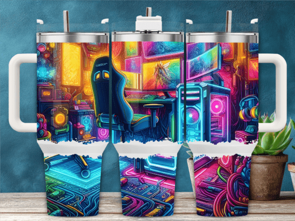 Cyberpunk Gaming Room 40oz Tumbler Wrap: A Strategic Tool for Creative Expression and Branding