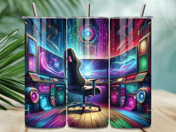 Cyberpunk Gaming Room Tumbler Wrap: A Stylish Addition to Your Drinkware