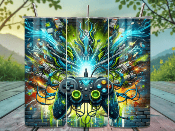 Cyberpunk Green Gaming Tech Tumbler Wrap