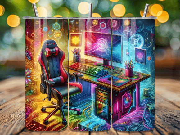 Cyberpunk Neon Gaming Room Tumbler Wrap: A Glow-Up for Your Drinkware