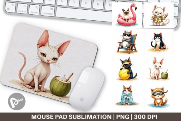 Cynical Cat Summer Mouse Pad: A Stylish Addition to Your Workspace