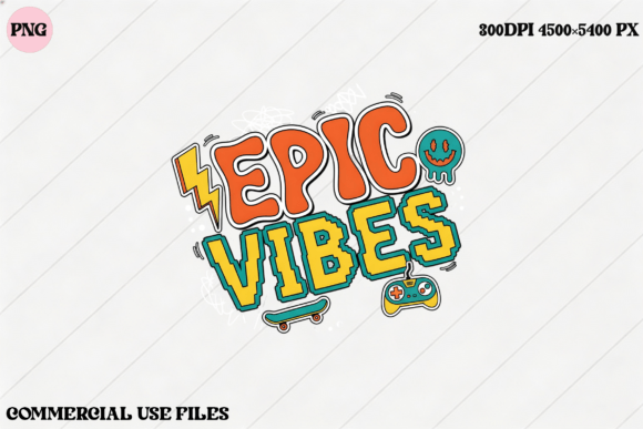 Epic Vibes Retro Gaming Skateboard PNG: A Versatile Digital Design for Creative Projects
