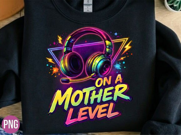 Gamer Mom on a Mother Level Gaming PNG: A Unique Digital Design for Creative Moms