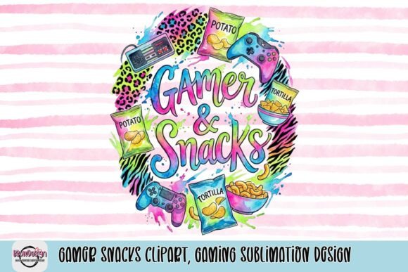 Gamer Snacks Clipart, Gaming Sublimation Design