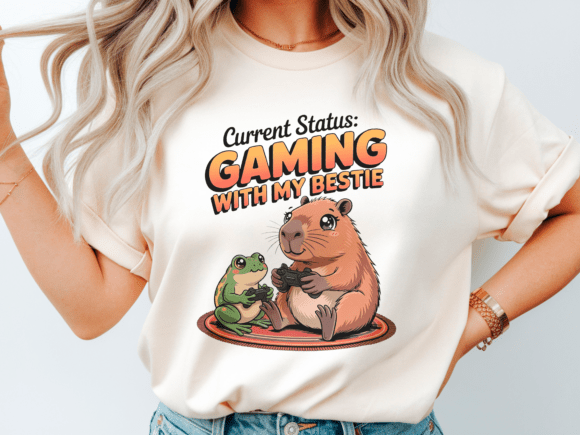 Gaming Bestie Capybara Frog PNG