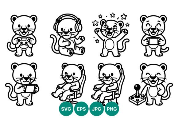 Gaming Cats Line Art Vector: A Creative Addition for Digital Artists