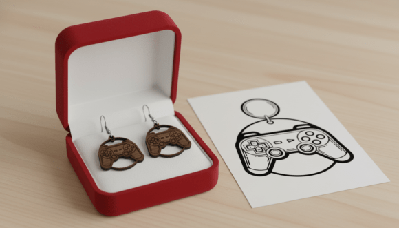 Gaming Controller Earring Laser Cut