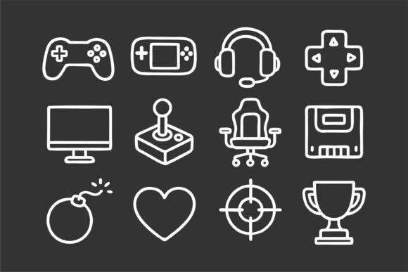 Gaming Icons Set, White Outlines: A Practical Overview for Digital Designers
