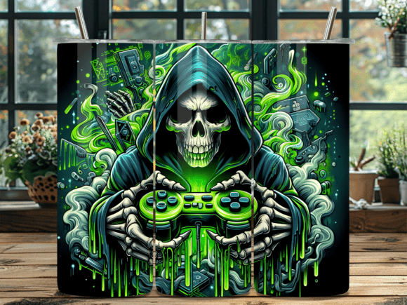 Green Hooded Skull Gaming Tumbler Wrap: A Must-Have for Customization Enthusiasts