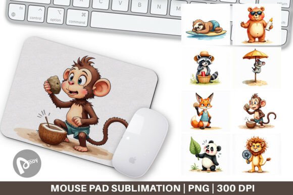 Grumpy Summer Animals Mouse Pad: A Stylish Addition to Your Workspace