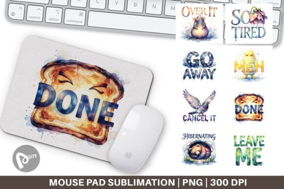 Grumpy Wonky Watercolor Mouse Pad Art
