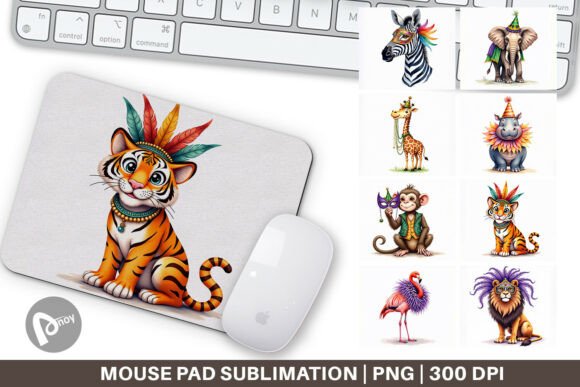 Mardi Gras Animal Mouse Pad