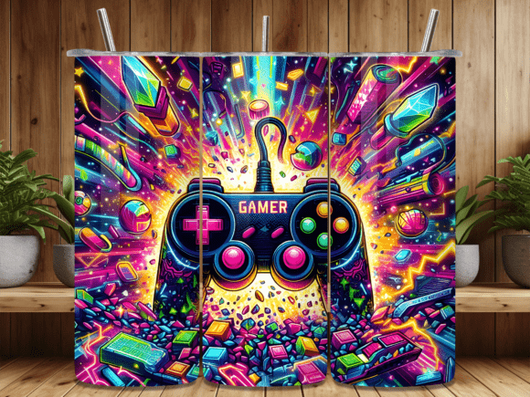Neon Crystal Gaming Controller Tumbler: A Fusion of Style and Functionality