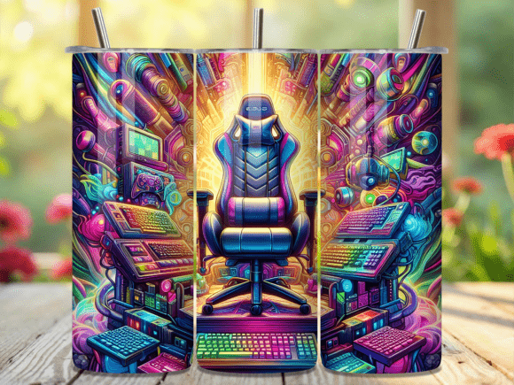 Neon Gaming Chair Setup Art Tumbler Wrap: A Creative Solution for Custom Tumbler Designs