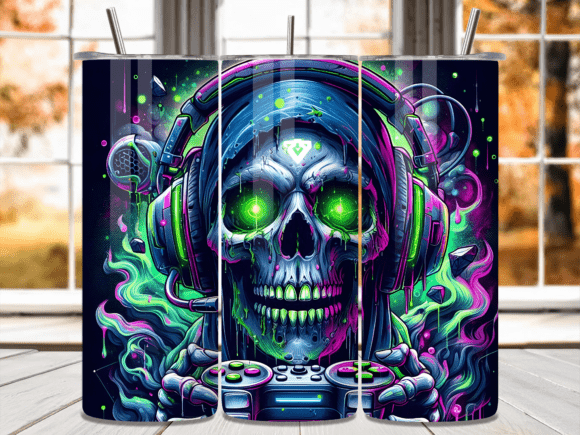 Neon Green Skull Gaming Tumbler Wrap: A Unique Customization Option