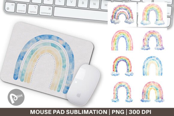 Pastel Watercolor Rainbow Mouse Pad PNG