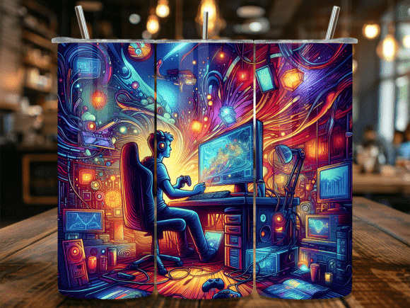 Retro Gaming PC Station Tumbler Wrap