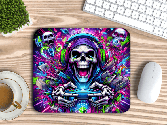 Skull Headset Gaming Gear Mousepad PNG: A Creative and Practical Design for Digital Creators