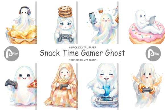 Snack Time Gaming Ghost Digital Paper