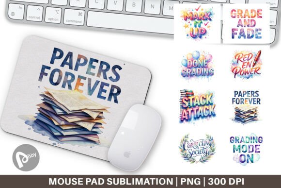 Vintage Red Pen Grading Mouse Pad PNG