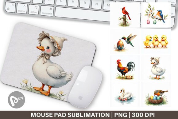 Watercolor Easter Birds Mouse Pad Design