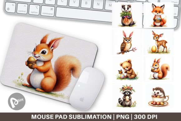 Watercolor Easter Woodland Mouse Pad: A Creative Addition to Your Workspace